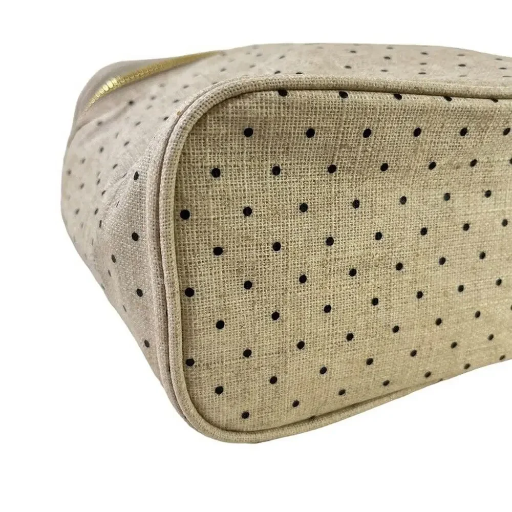 Kate Spade New York Out to Lunch Beige Black Polka Dot Tote Bag Handbag Cooler
